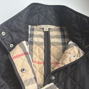 Burberry Black Quilted Jacket with Check Interior